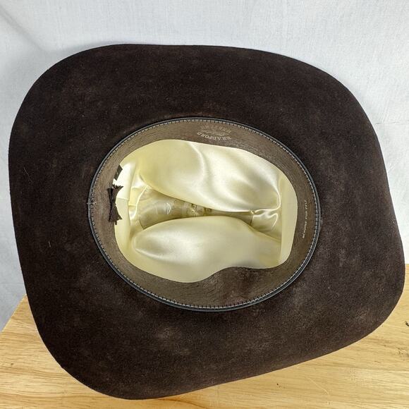 Bradford Western Cowboy Hat Size 7 Chocolate Brown Genuine Fur Felt Vintage - Picture 9 of 9